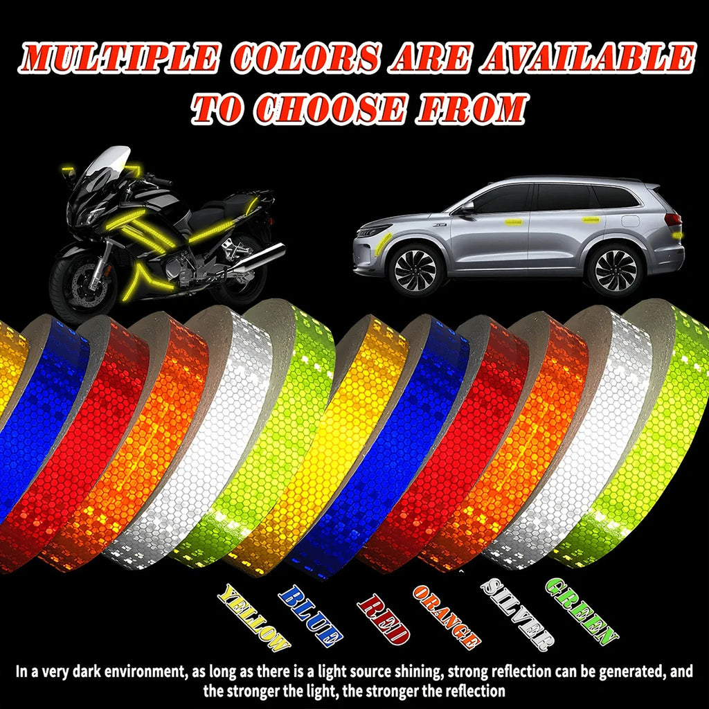 Car Reflective Tape Auto Safety Warning Sticker Reflector Protective Tape Strip Film for Trucks Auto Motorcycle Qme