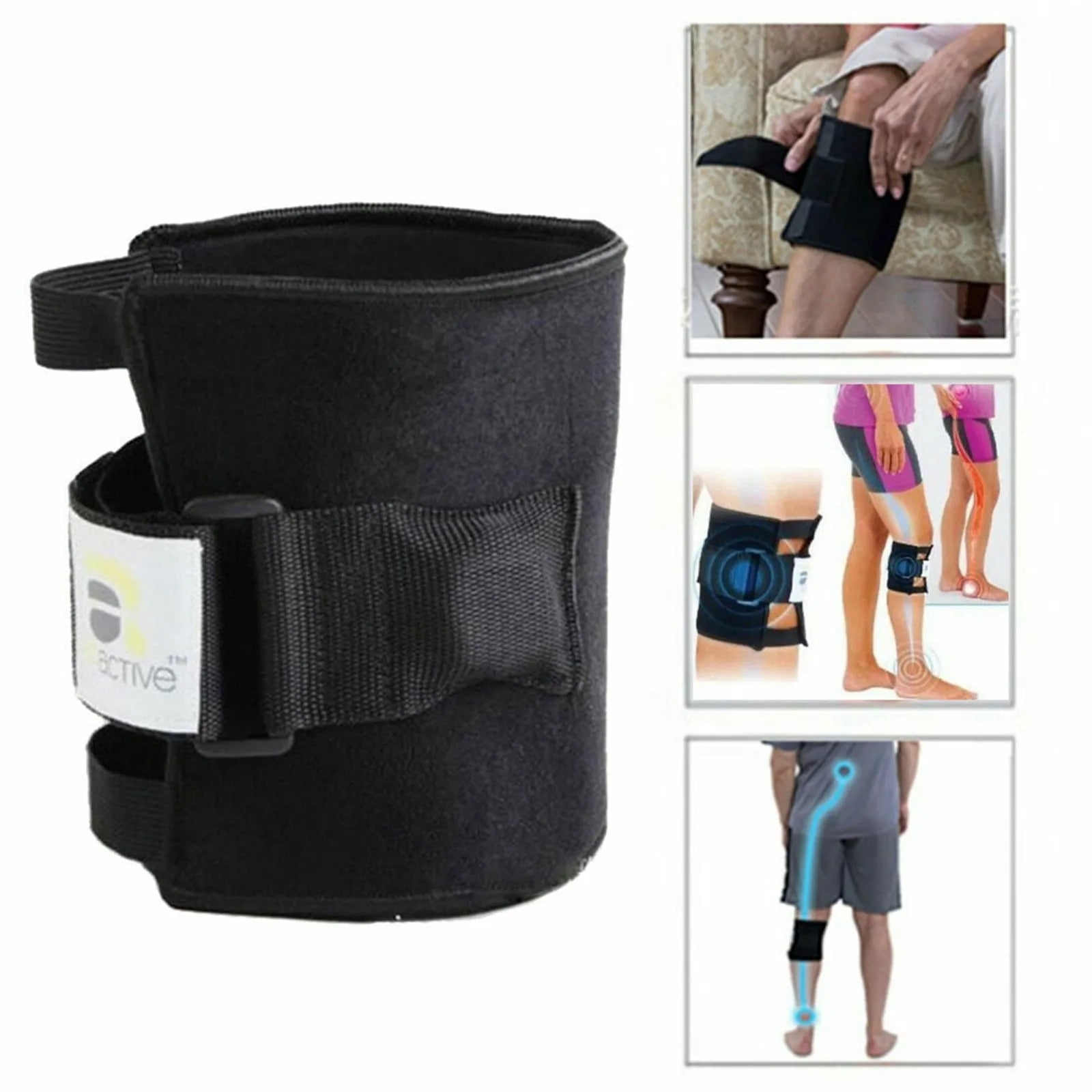 Pressure Point Support Relief Finger Pressure Leg Magnet Knee Pad Black Solid Polyester, Spandex Protective Kneepads Qme Black