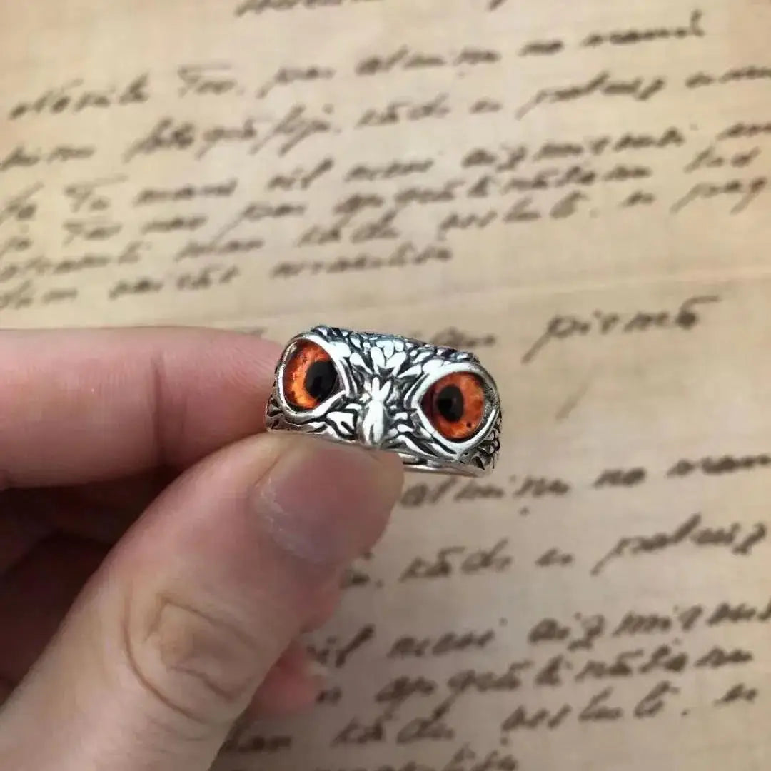 Charm Vintage Cute Men and Women Simple Design Owl Ring Silver Color Engagement Wedding Rings Jewelry Gifts Qme Orange antique silver resizable