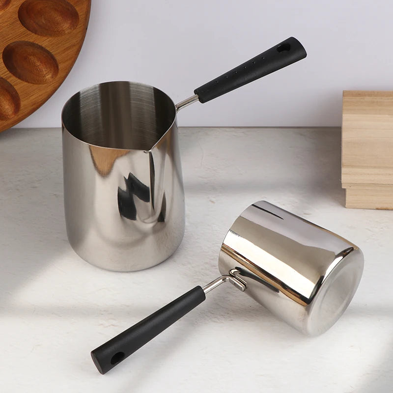 350 Long Handle Stainless Steel Coffee Pot Milk Butter Warmer Pouring Qme