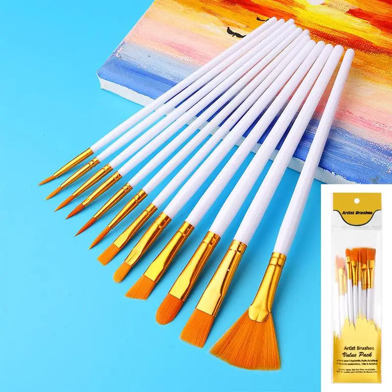 Flat Nylon Bristle Brush Watercolor Oil Paint Fabric Durable Artist Qme A4