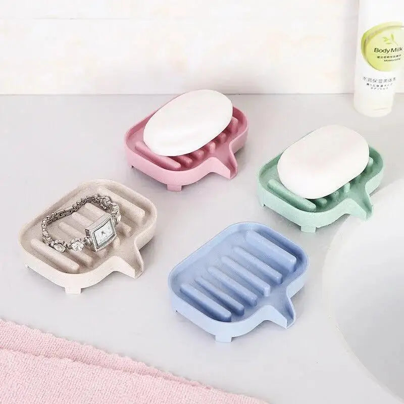 Useful Silicone Soap Dish Bathroom Self Draining Bar Holder Kitchen Qme