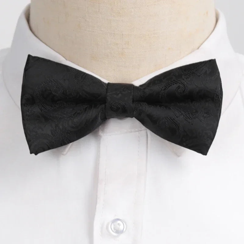 Classic Black Men Bow Ties Fashion Polyester Bowtie Woven Dot Checked Stripped Butterfly Wedding Dress Mens Formal Dog Butterfly Qme
