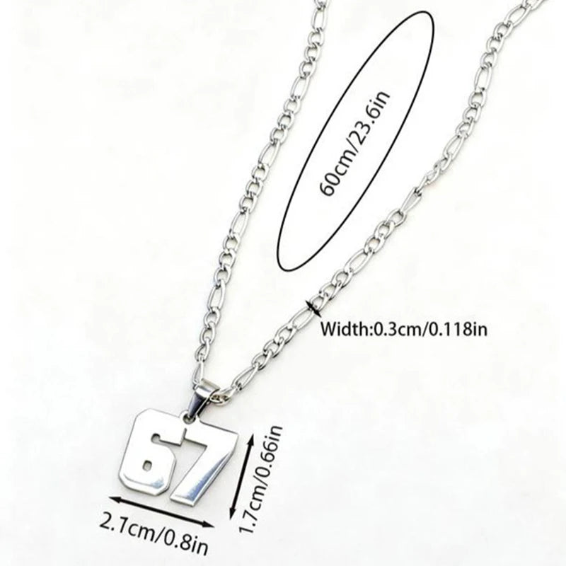 Minimalist Chain 67 Number Pendant Necklace Women Men Lucky Trend Qme