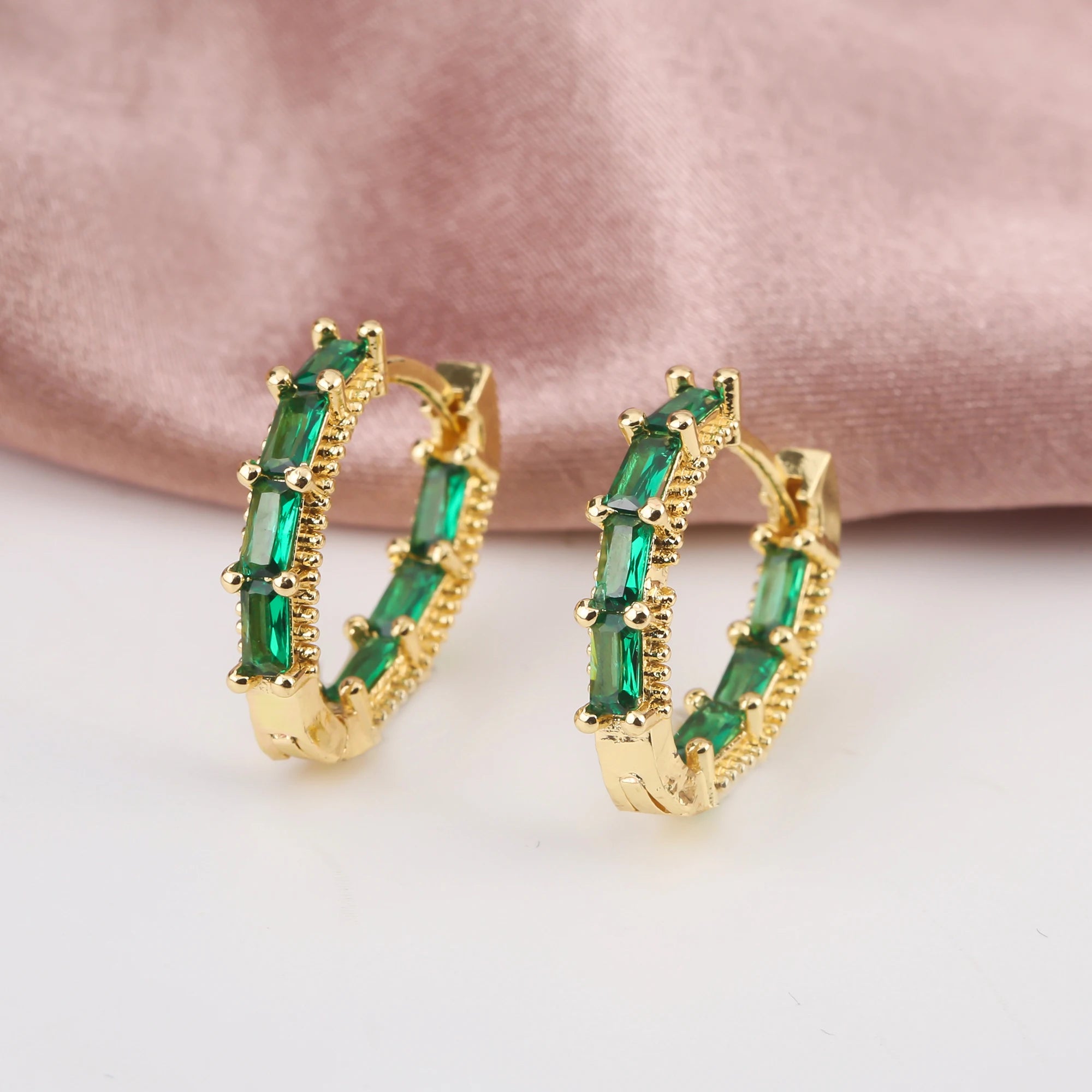 Colorful Square Cubic Zirconia Hip Hop Drop Earrings Luxury for Women Girls Party Wedding Crystal Jewelry Gift dropshipping Qme Green