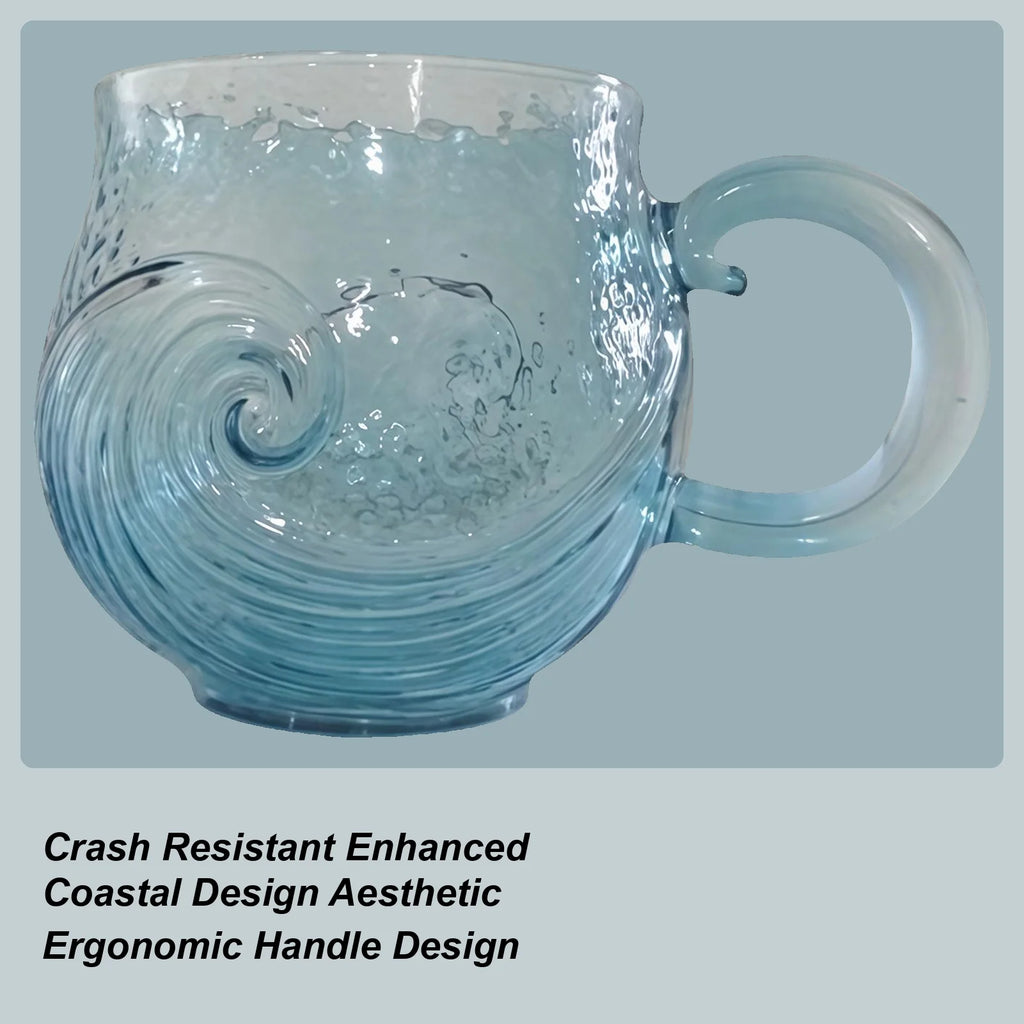 Glass Mugs Handles Safe Reusable Drinkware Blue Water Cup Novelty Tea Qme