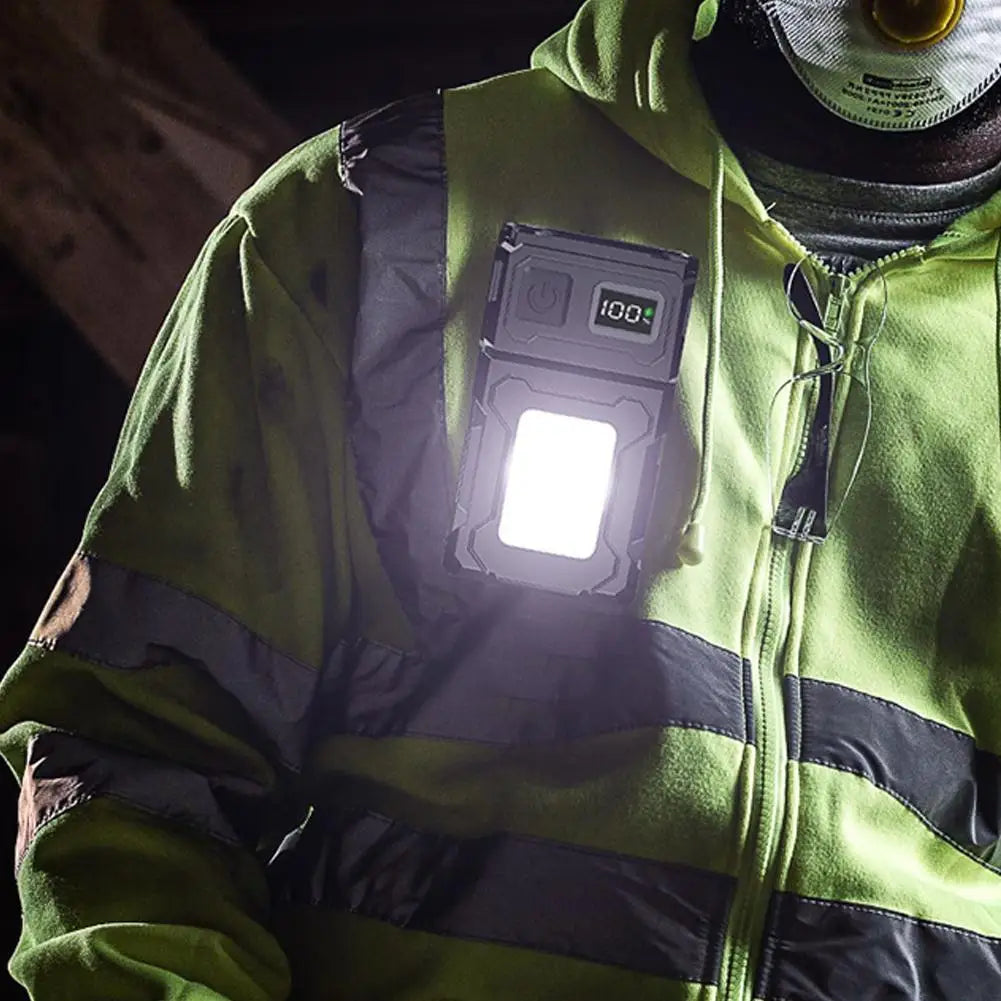 Rechargeable Work Light COB Flashlight 1200mAh Magnetic 180 Rotate Qme
