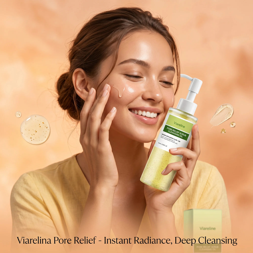 Viareline Makeup Remover Oil Non Irritating Dissolves Impurities Refreshing Skin Deep Cleansing Pore Relief Scrub Cleansing Oil Qme