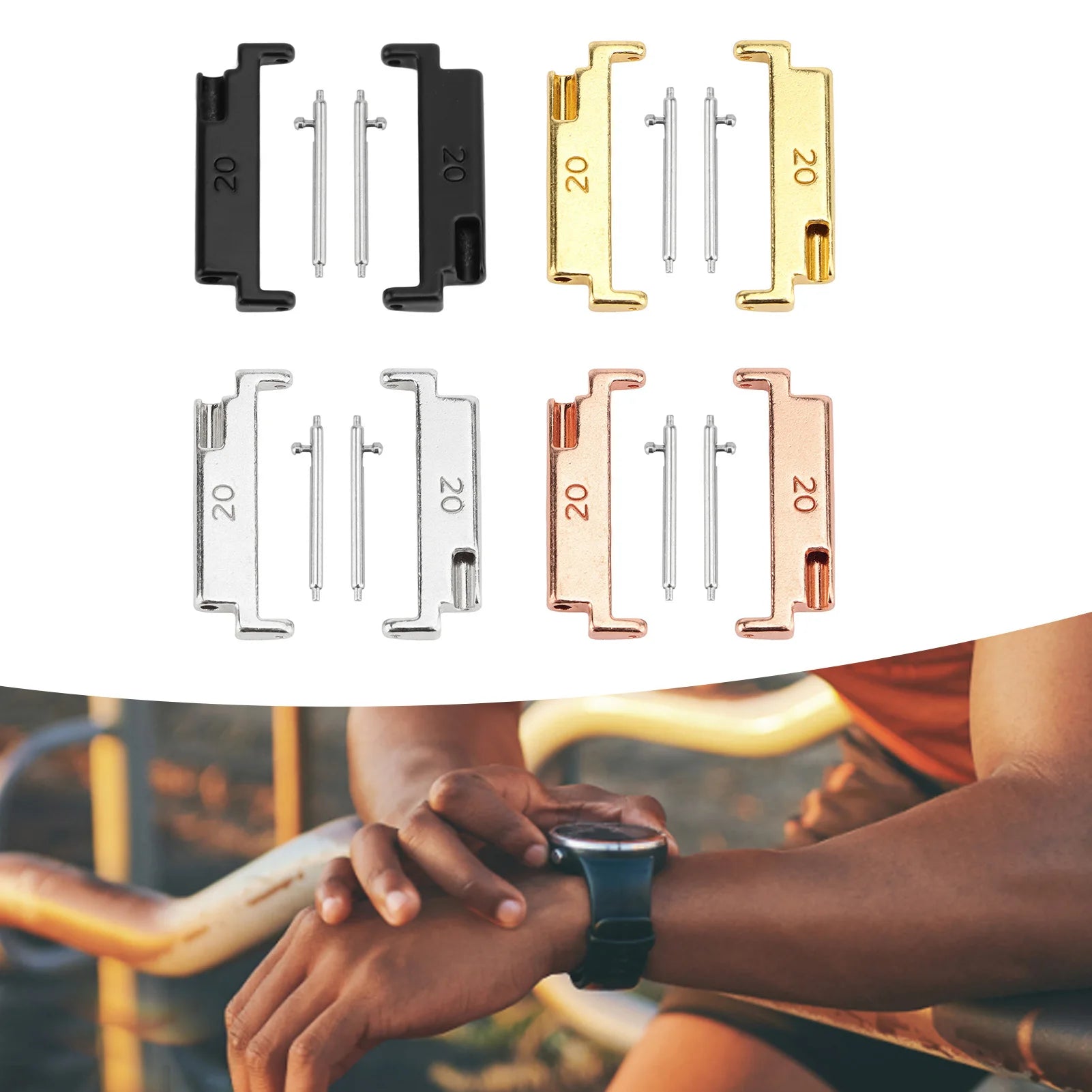 Metal Watch Band Adapter 22mm 1 Pair Metal Watch Band Adapter 20 To 22mm Watch Strap Connection Adapter with Spring Qme