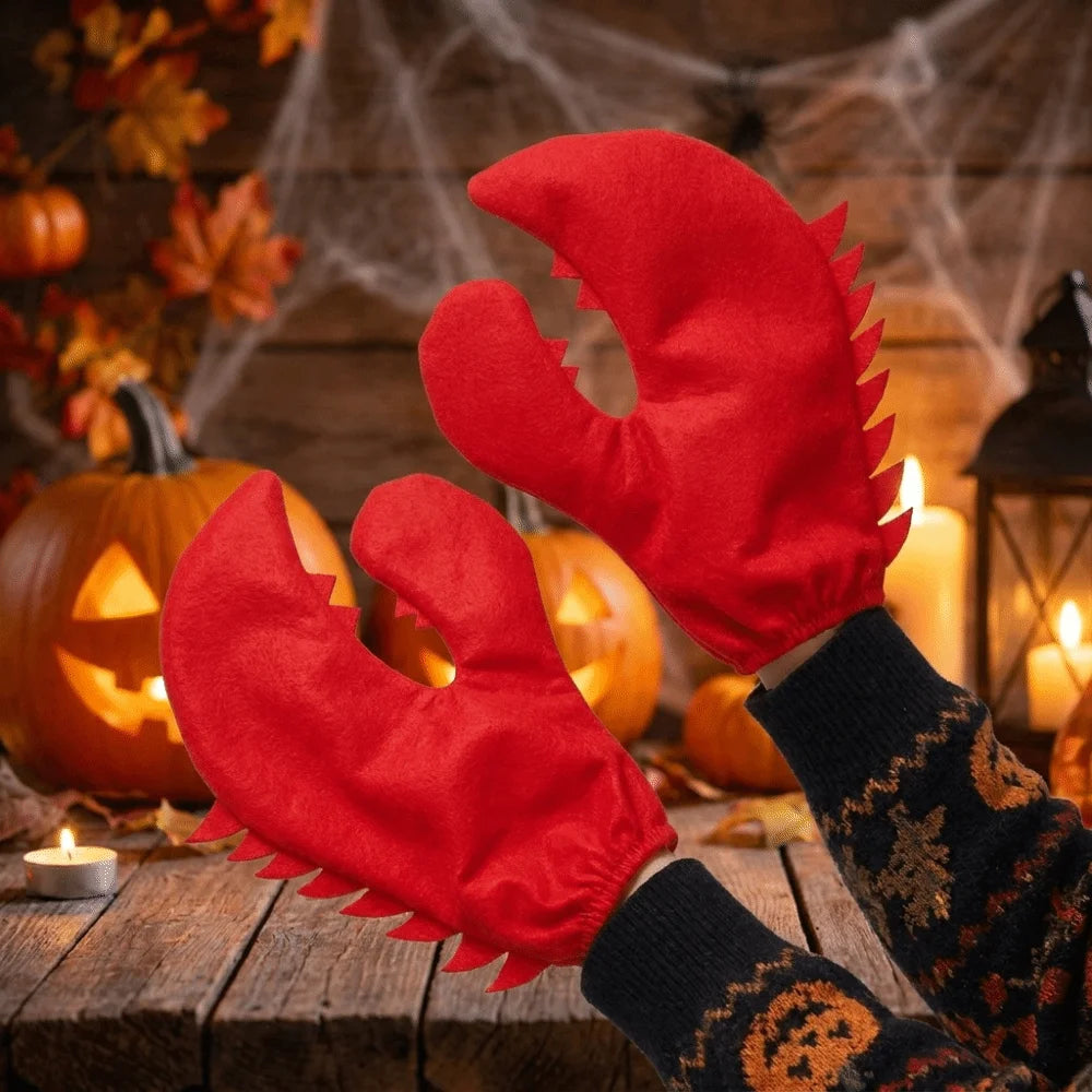 Novelty Cartoon Crab Pliers Gloves Creative Polyester Dress Up Mitten Qme