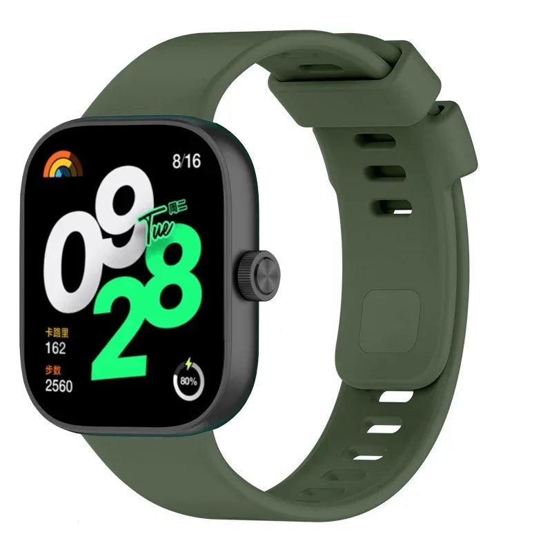 Original Silicone Strap For Redmi watch 4 SmartWatch WristBand For Redmi watch 4 Bracelet Band Watchband Sport Accessories Qme Dark Green for Xiaomi Mi Band 8