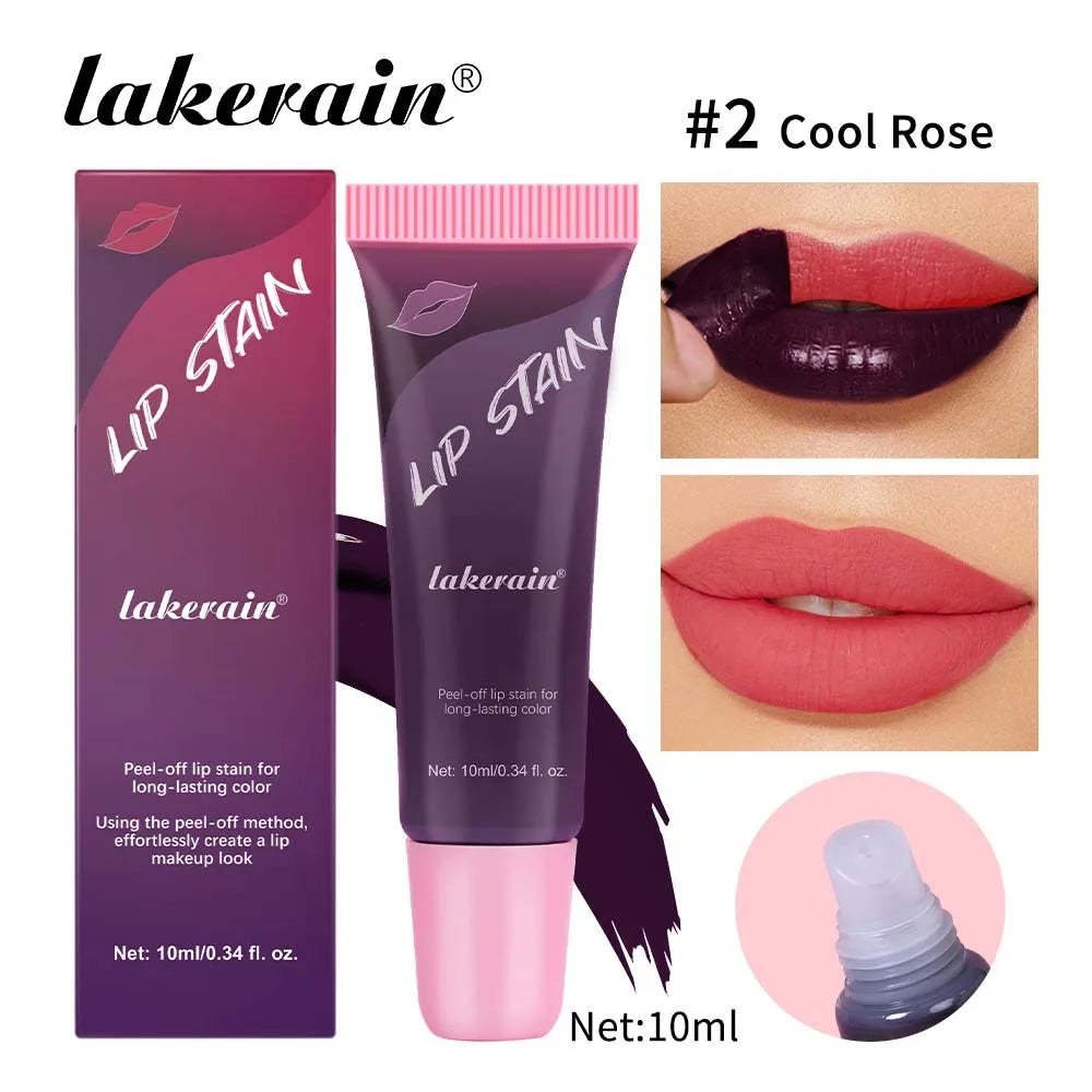 Tube Lip Gloss Peel and Stick Lip Stain Longlasting Waterproof Matte Pink Peel-off Tinted Transfer Resistant Natural Lip Color Qme 02 Cool Rose