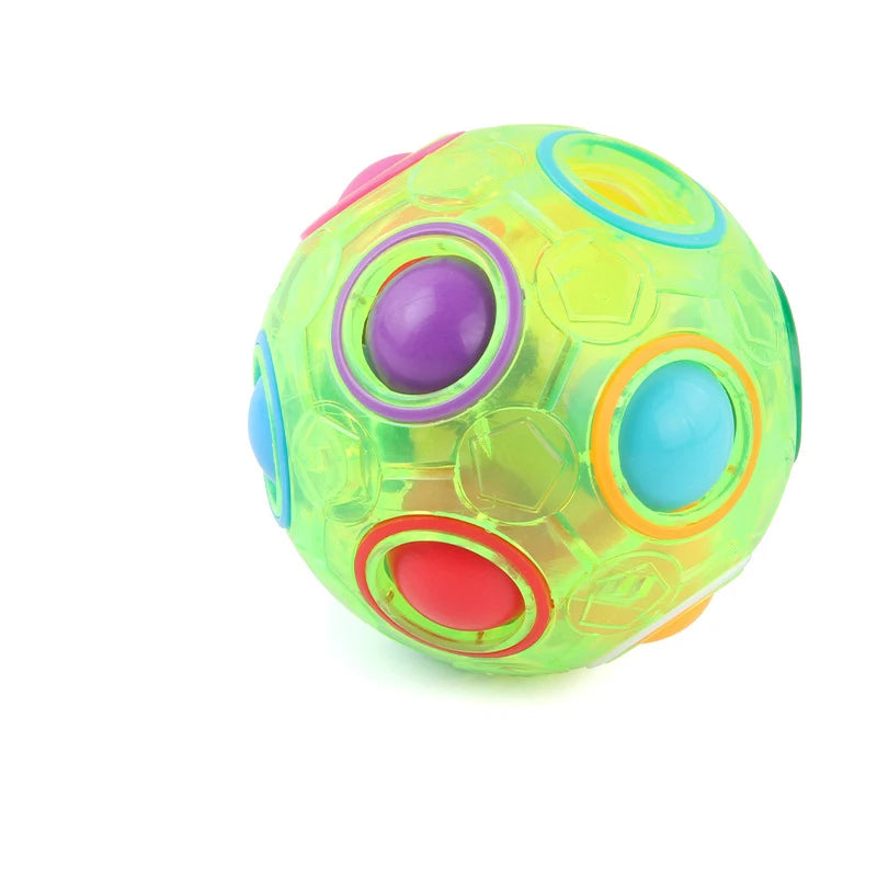 Magic Rainbow Puzzle Ball Speed Cube Ball Fun Stress Reliever Brain Teaser Color Matching 3D Puzzle Toy for Children Teen Adult Qme Green