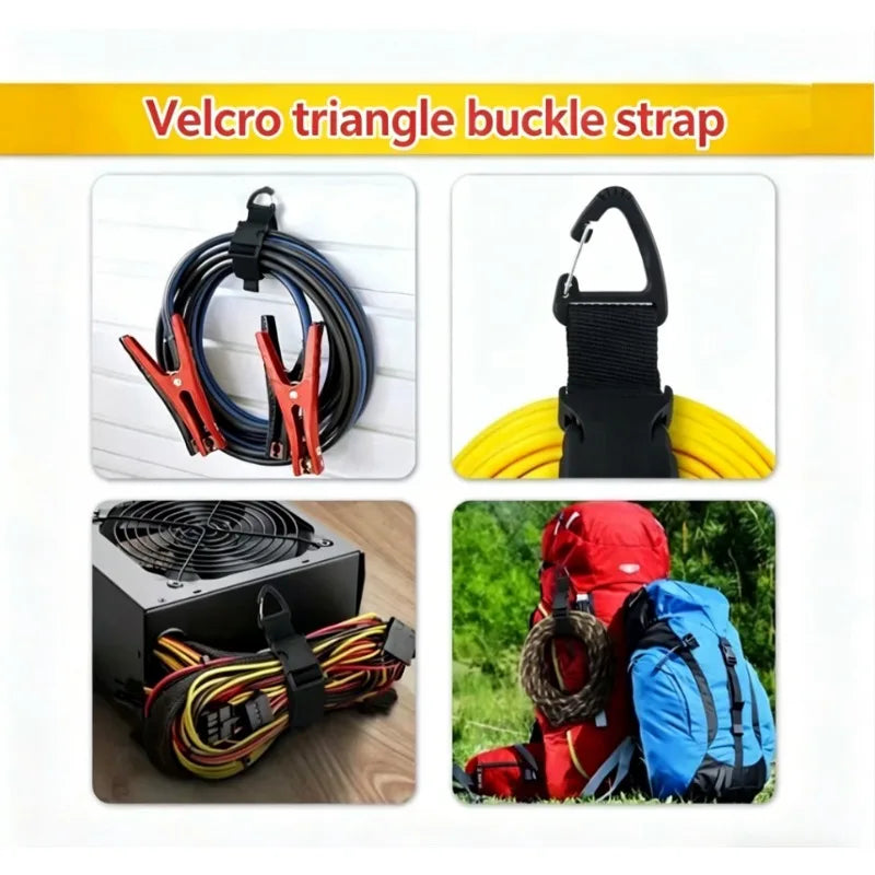 45cm Black Adjustable Extension Cord Organizer Heavy-Duty 3-Axis Buckle Storage Strap for Workshop Garage Cable Management Qme