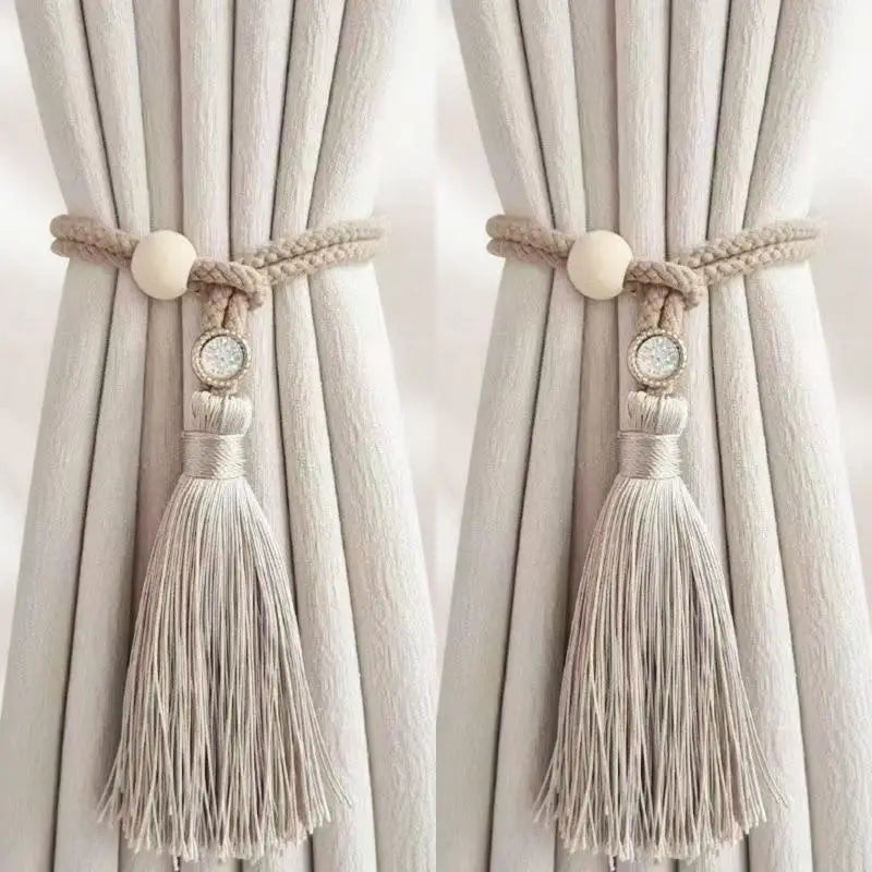 Bohemian Chic Adjustable Cotton Cord Curtain Tie Fringe Hand Woven Qme A3
