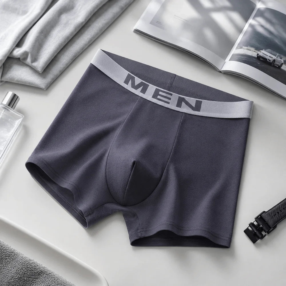 6 Pcs Solid Color Men's Underwear Comfortable Fit Breathable Fabric Boxer Shorts High Elastic Athletic Underwear Qme