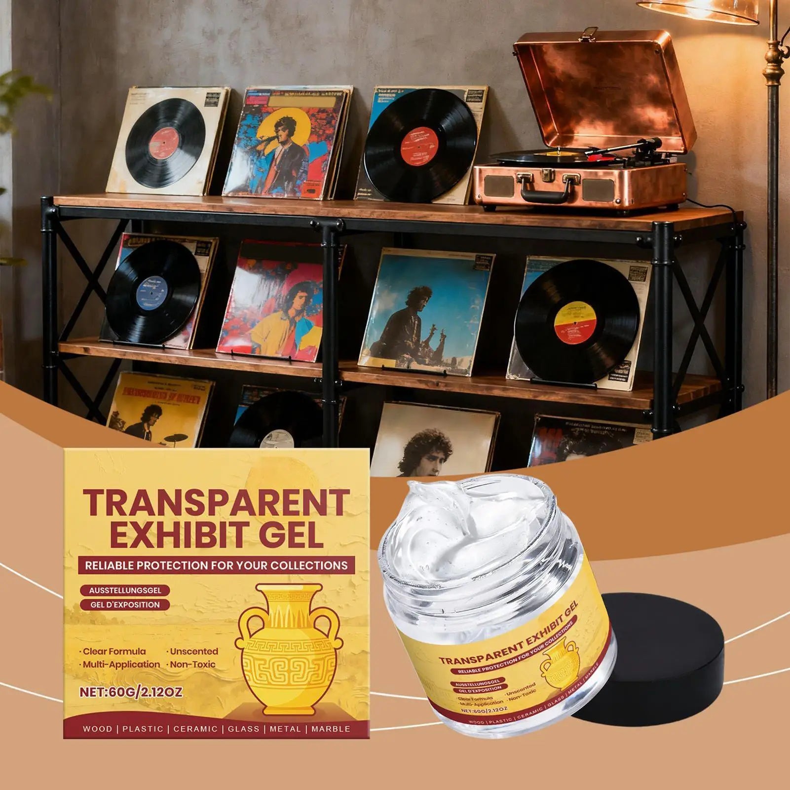 Clear Exhibit Gel 60g Clear Removable Glue Adhesive Museum Wax for Antiques Glass Ceramics Figures Decorations Conservation Art Qme
