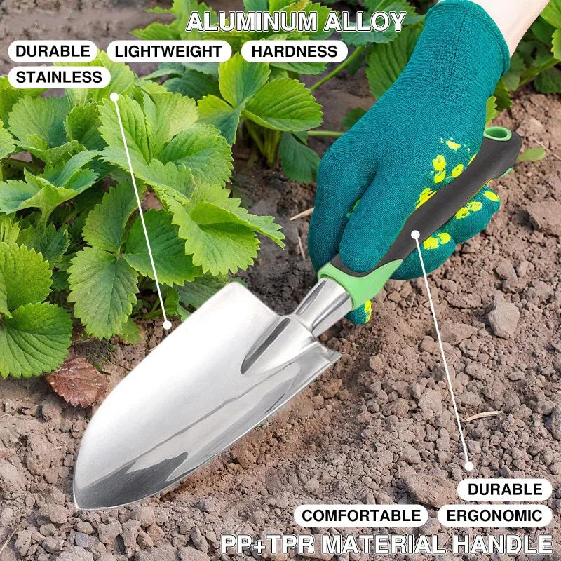 A02F-Gardening Tool Set 8Pcs Featuring Pruners, Gloves, Rakes, Shovels Etc For Planting, Pruning And Transplanting Qme