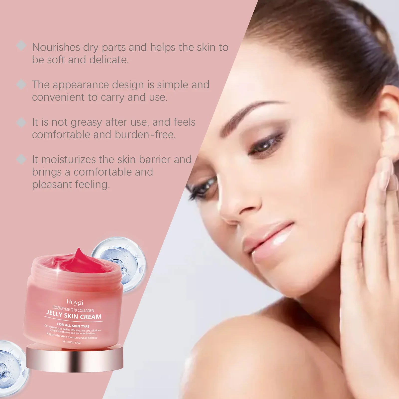 Collagen Jelly Cream Deeply Moisturizing Smooth Skin Tightening Fade Fine Lines Soothing Brightening Hydrating Facial Gel Cream Qme
