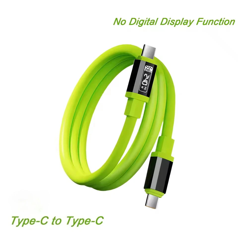 Type C To Type C 240W Super Fast Charging Cable Universal High Power Charger USB Cord for iPhone 16 15 14 Xiaomi Huawei Samsung Qme Green C to C 1m