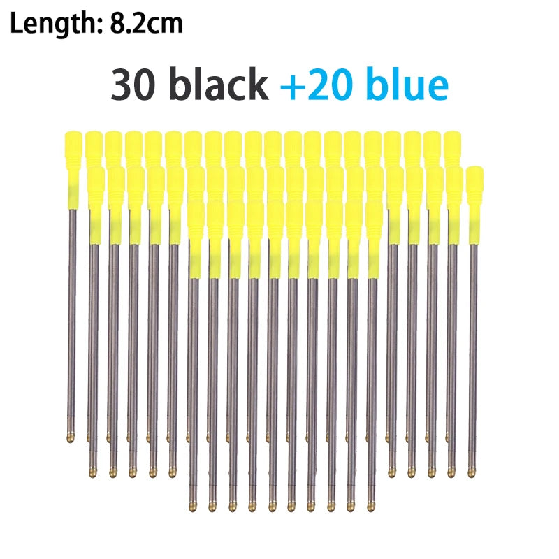 30/50/100 Pcs 7/8.2/11.5cm Ballpoint Pen Refills 0.7mm Medium Tip Blue Black Ink Refill Rods Office Student Writing Stationery Qme 8.2cm-30black 20blue