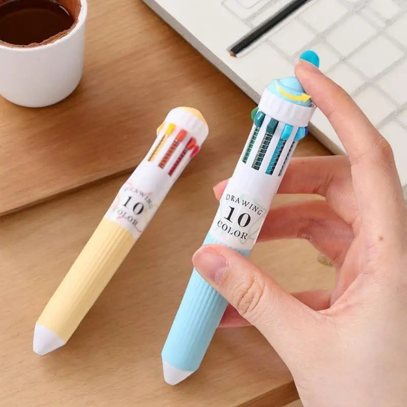 28 Ballpoint Pen Soft Grip Press Multicolor Writing Drawing School Qme