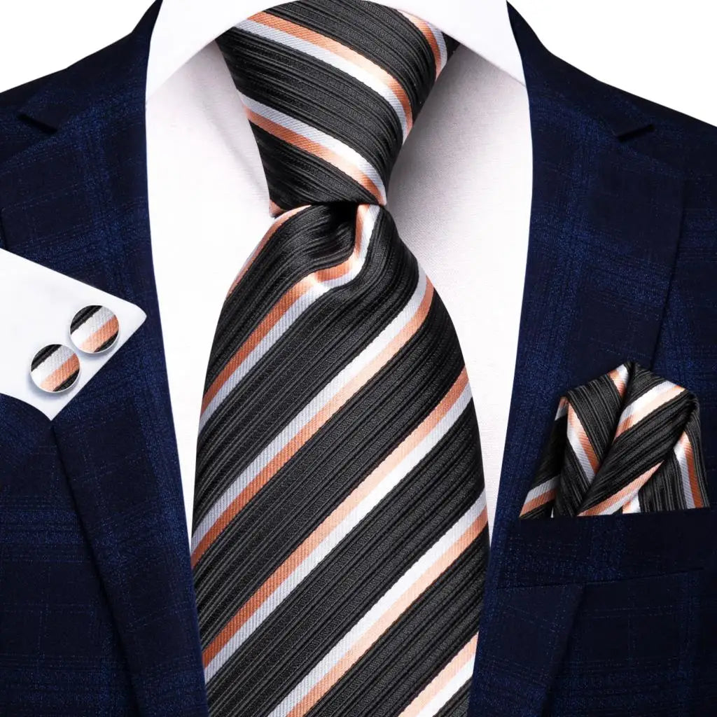 Navy Blue Striped Wedding Tie Men Fashion Design Green Red Necktie Qme