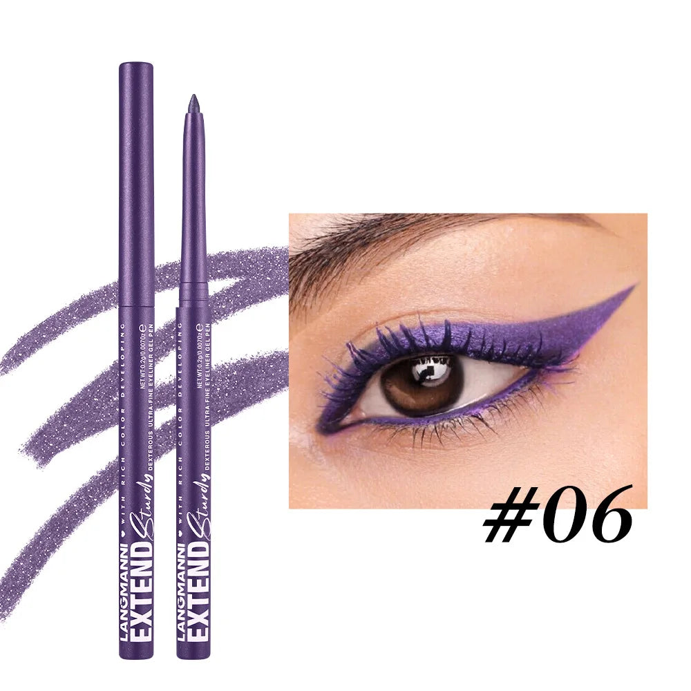 Matte Glitter Gel Eyeliner Pencil Smooth Waterproof Blue Brown Eyeliner Fast Dry Matte Concealer Pen Long Lasting Eyes Makeup Qme 06