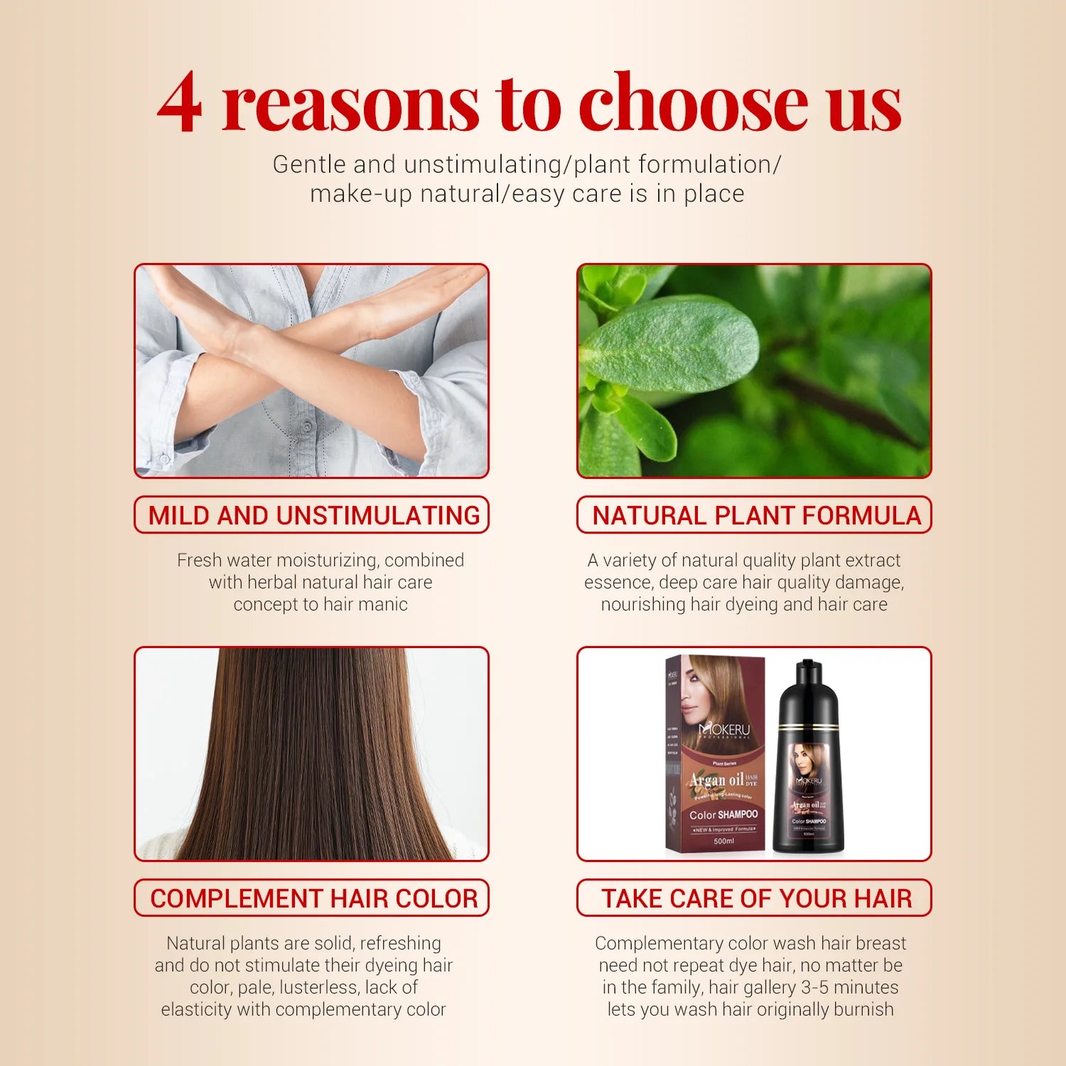 MOKERU Fast Black Color Dye Organic Ginger Hair Black Dye Shampoo for Women Anti Gray Hair 5 Mins Permanent Dye Black Qme