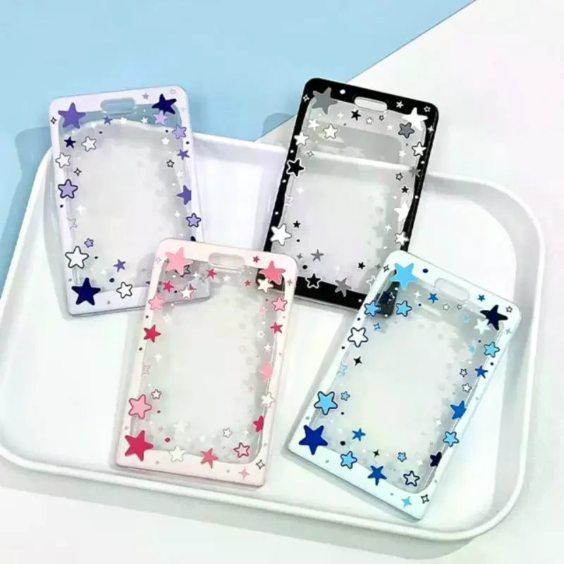 Star Sliding Cover Card Holder Transparent Portable ID Protector Kpop Qme