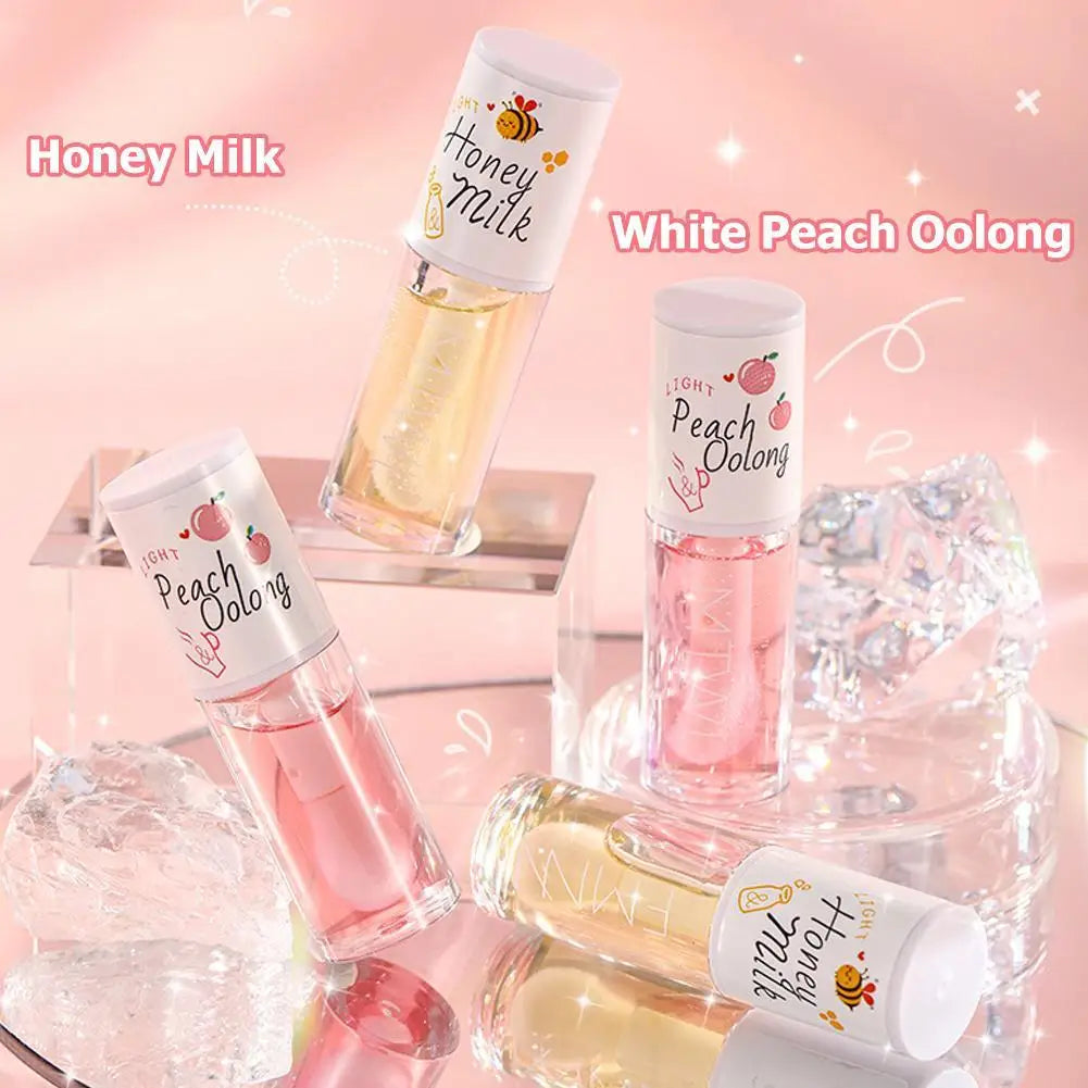 Korean Kawaii Lip Gloss Honey Peach Oil Long Lasting Non-sticky Qme
