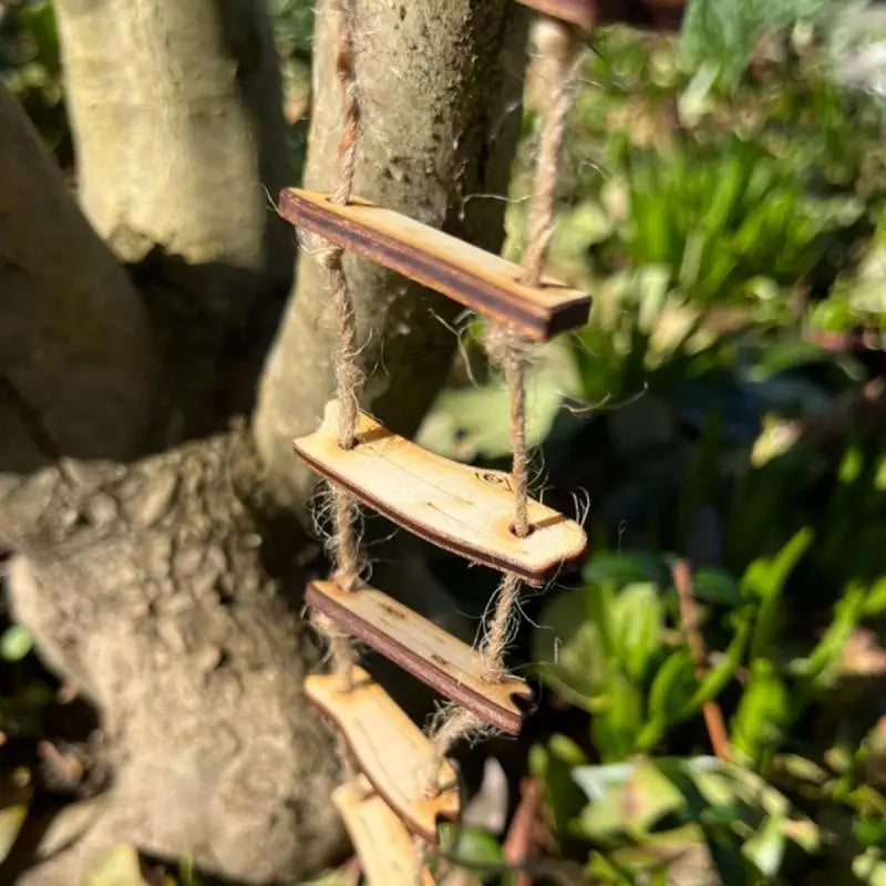 Miniature Fairy Garden Decor Wooden Bridge Rope Ladder Home Courtyard Qme Default Title