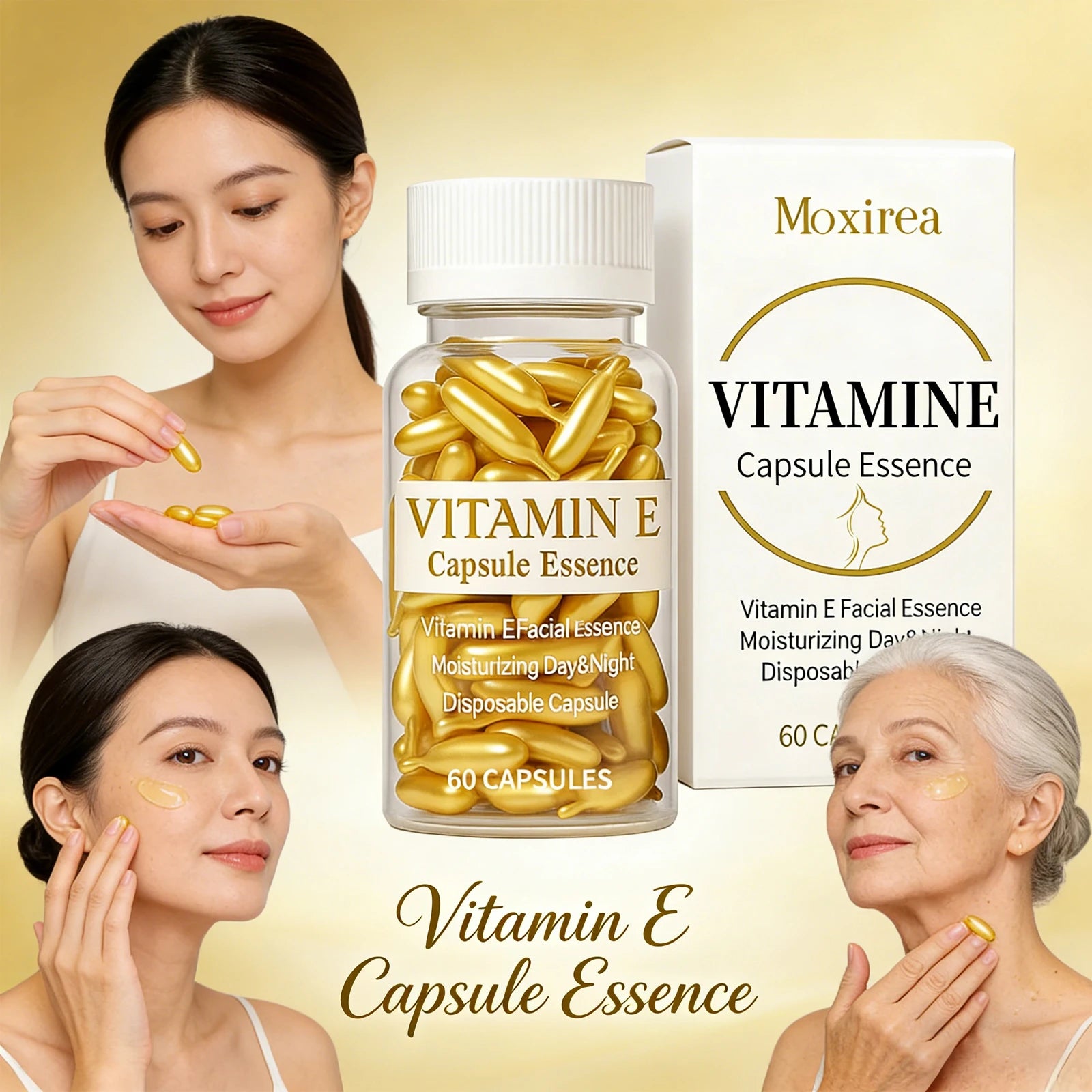 Vitamin E Face Serum Capsules Deep Hydration Inhibit Melanin Fade Fine Lines Firming Lifting Facial Skin Regeneration Essence Qme