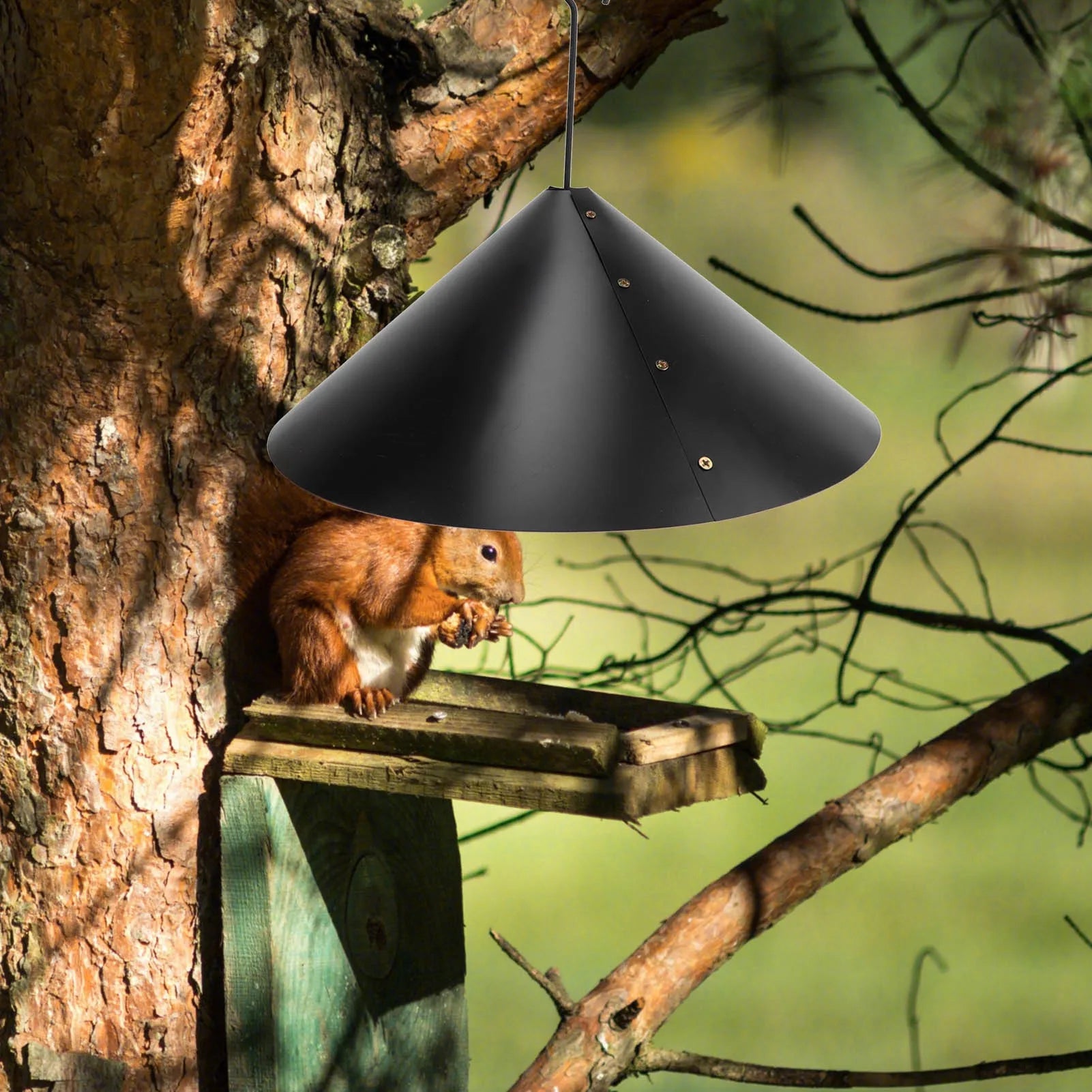 16 Inch Squirrel Baffle for Bird Feeder PVC Hanging Flapper Guard Prevents Squirrels Stealing Bird Food Outdoor Black Qme