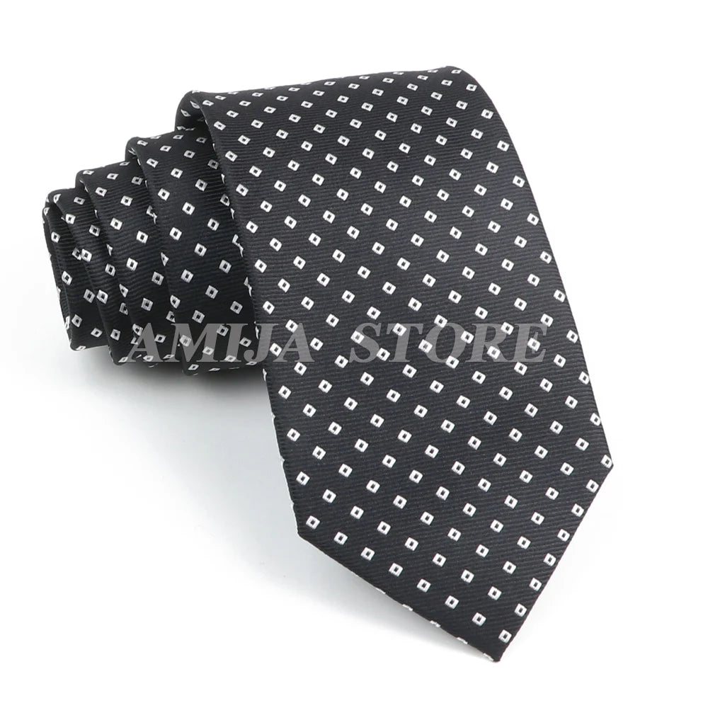 Tie Men Gravatas Wholesale Fashion Woven Luxury Necktie Dark Grey Dot