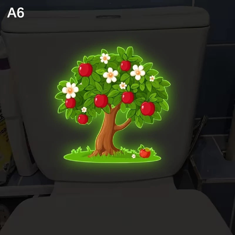 Glow-in-the-Dark Flower Toilet Sticker Luminous Toilet Decal Removable Self-Adhesive Home Decor Stickers For Bedroom Living Room Qme A6