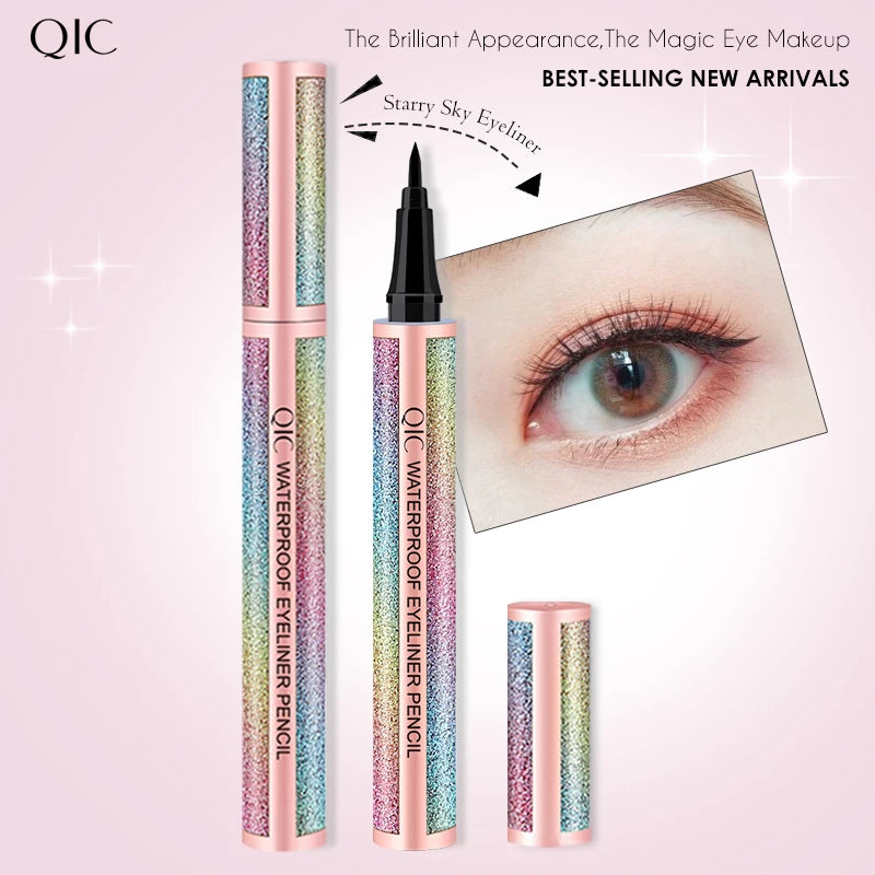 QIC Starry Sky Eyeliner Pencil, Smudge-Proof, Long-Lasting, Waterproof in Black Color for Makeup. Qme
