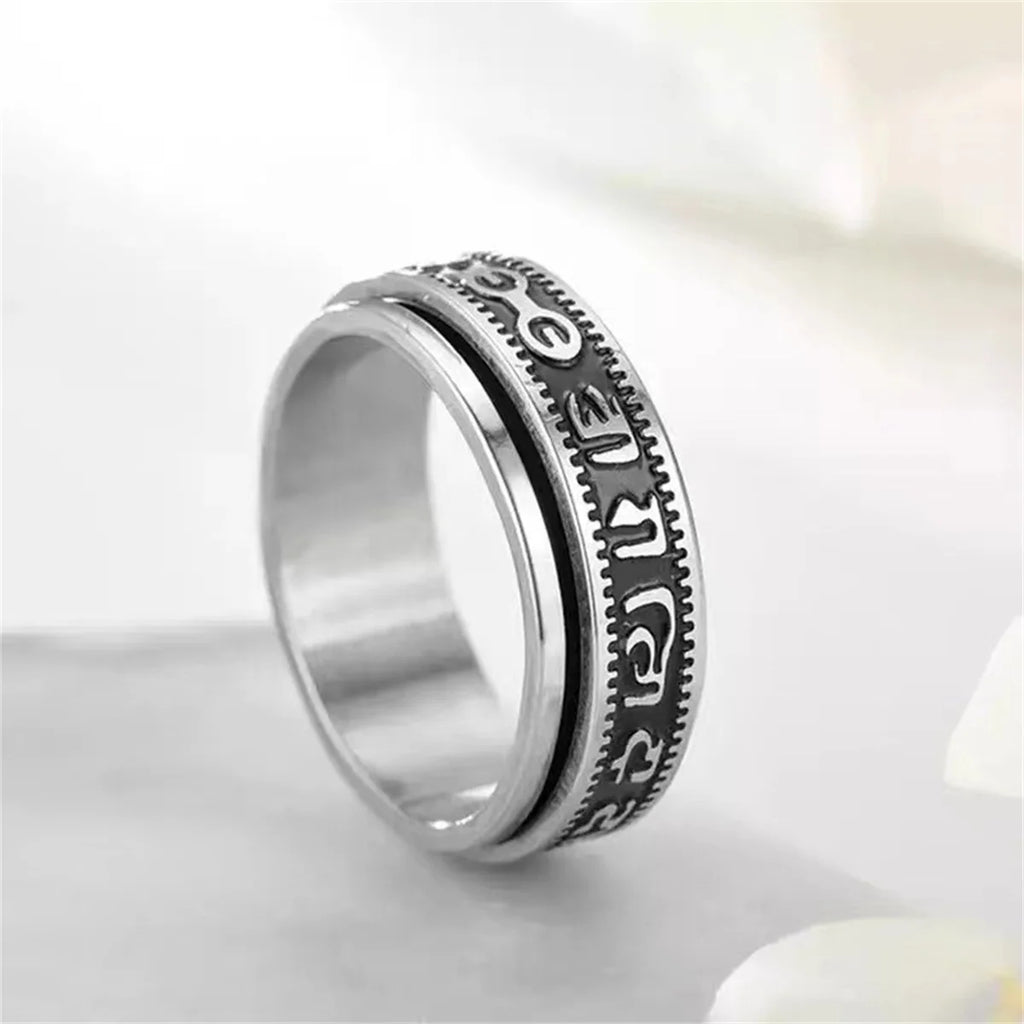 Spinning Spinner Ring For Men Women Anxiety Fidget Rings Stainless Steel Moon Star Roman Numerals Chain Rotating Ring Men Qme