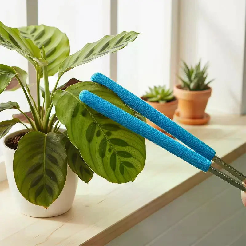 1PCS Leaf Cleaning Tongs Handheld Green Plant Cleaning Brush Bamboo Handle Durable Design For Efficient Leaf Removal Gardening Qme