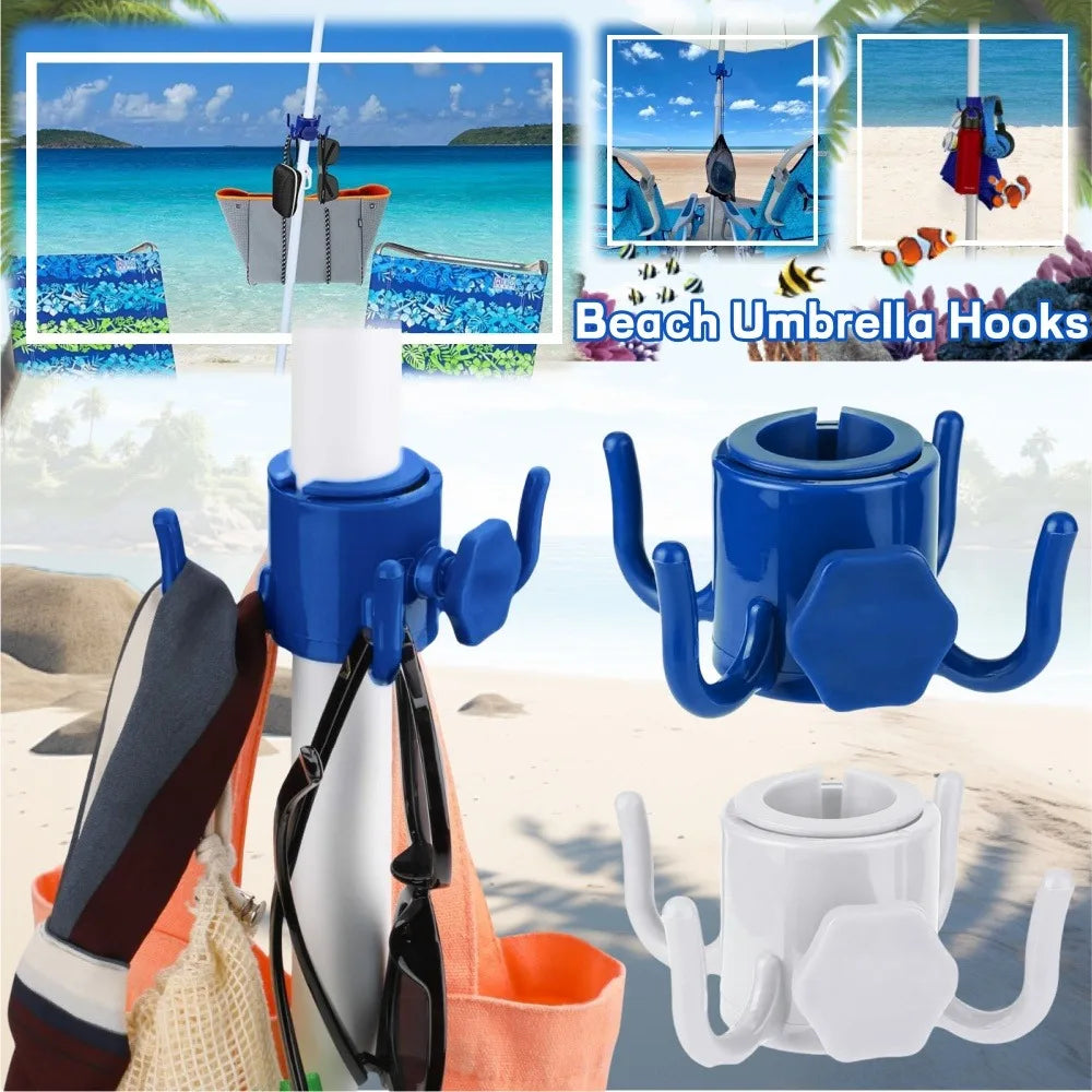 Outdoor Beach Umbrella Hooks Portable Camping Trip 4 Prongs Plastic Umbrella Hook For Towels/Clothes/Sunglasses/Bags-Accessories Qme