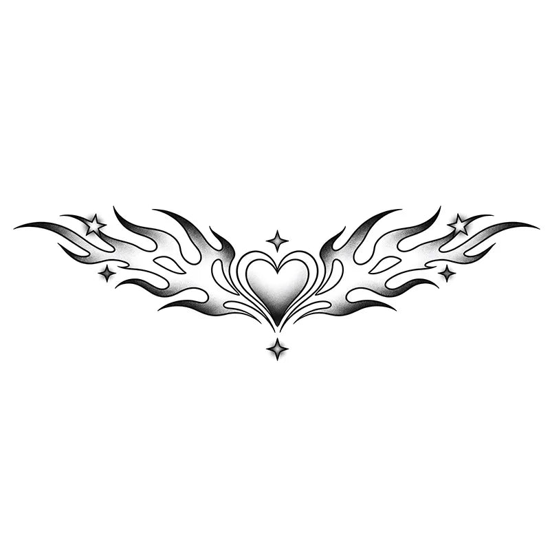 Flaming Heart Tattoo Sticker Waterproof Temporary Tattoo Passionate Sexy Design for Women Abdomen Chest Qme