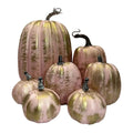 7PCS Multi-size Artificial Pumpkin Set for Halloween Decorations Rustic Fall Thanksgiving Centerpiece Table Ornaments Qme Gold One Size