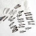 Y2K Silver Hairpins Women Girls Star Hair Clip Multiple Styles Qme 28pcs