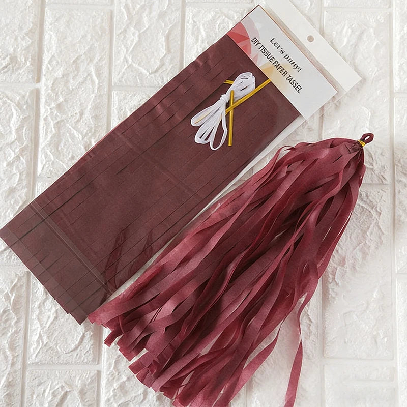 Valentine's Day Gradient 2-Meter Color Tassel Party Decoration Qme Wine Red