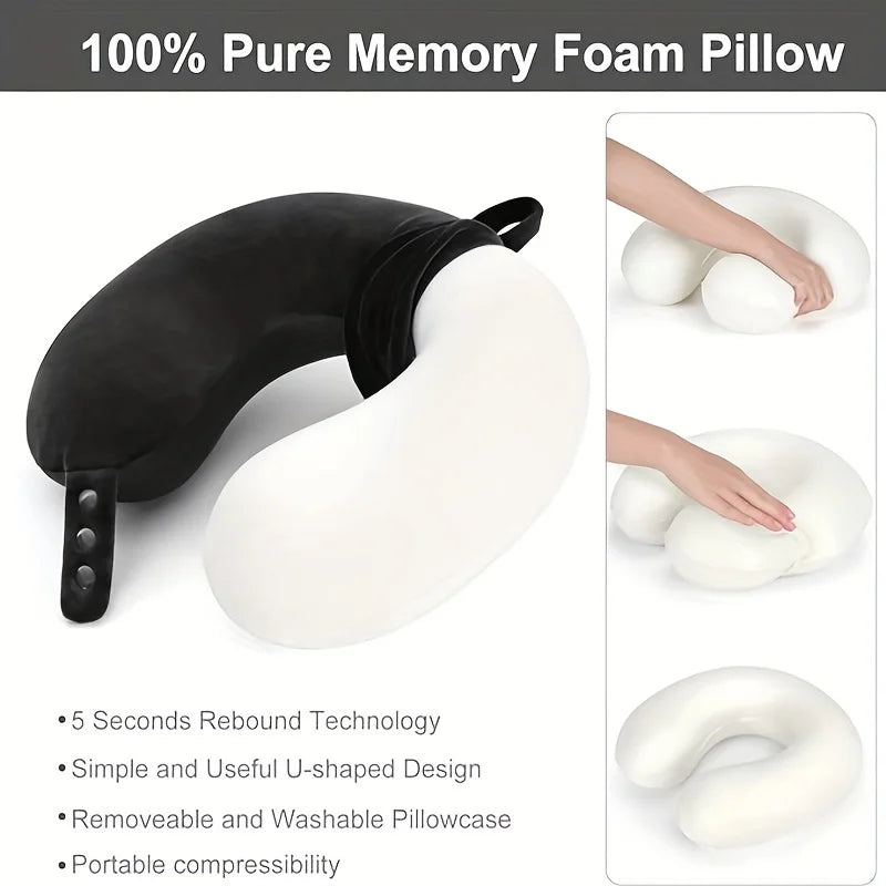 Ergonomic Travel Neck Pillow Soft Adjustable U-shaped Headrest Qme