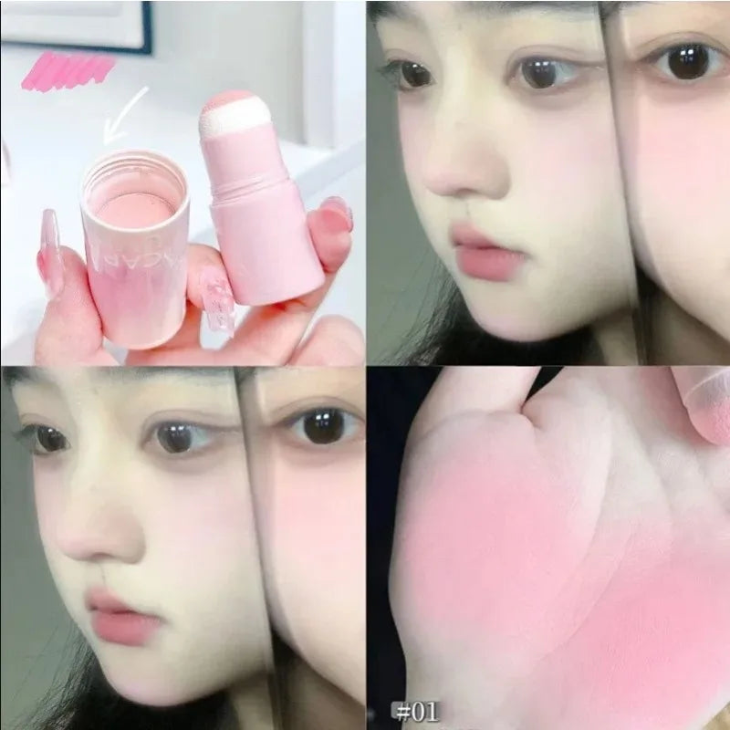 Cream Taro Pink Blush Stick Cute Rouge Face Orange Blue Purple Blusher Matte Low-saturation Makeup Cheek Stick Lasting Cosmetics Qme B01