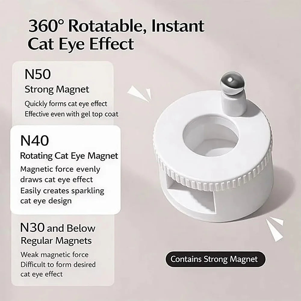 Rotating Cat Eye Magnet for Nails Automatic Glass Bead Nail Magnet Spinner, Magnetic Gel Polish Guide Tool Nail Art DIY Qme