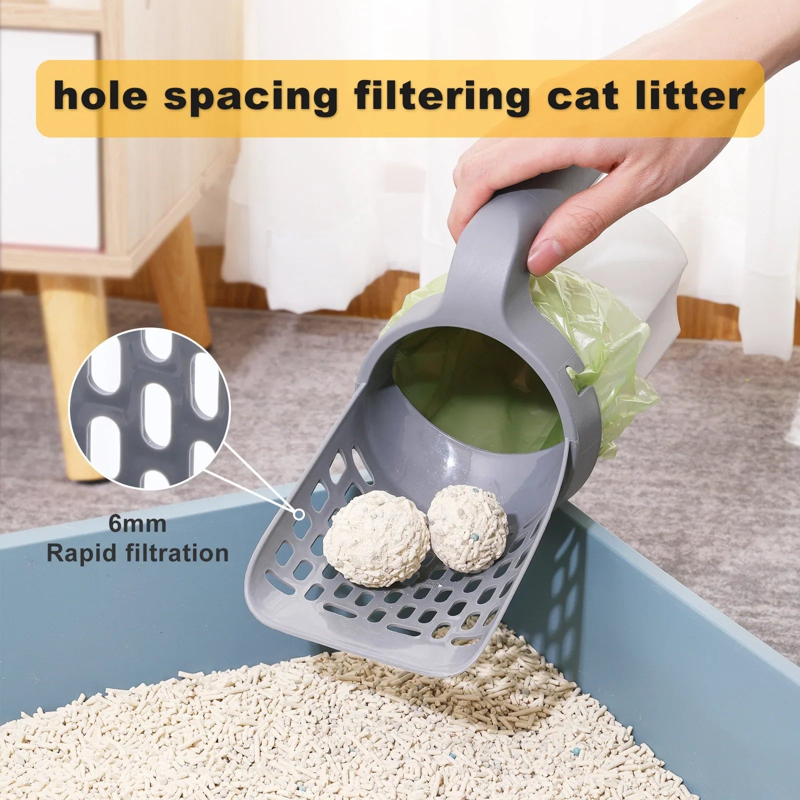 Cat Litter Shovel Scoop with Refill Bag For Pet Filter Clean Toilet Garbage Picker Cat Supplies Cat Litter Box Self Cleaning Qme