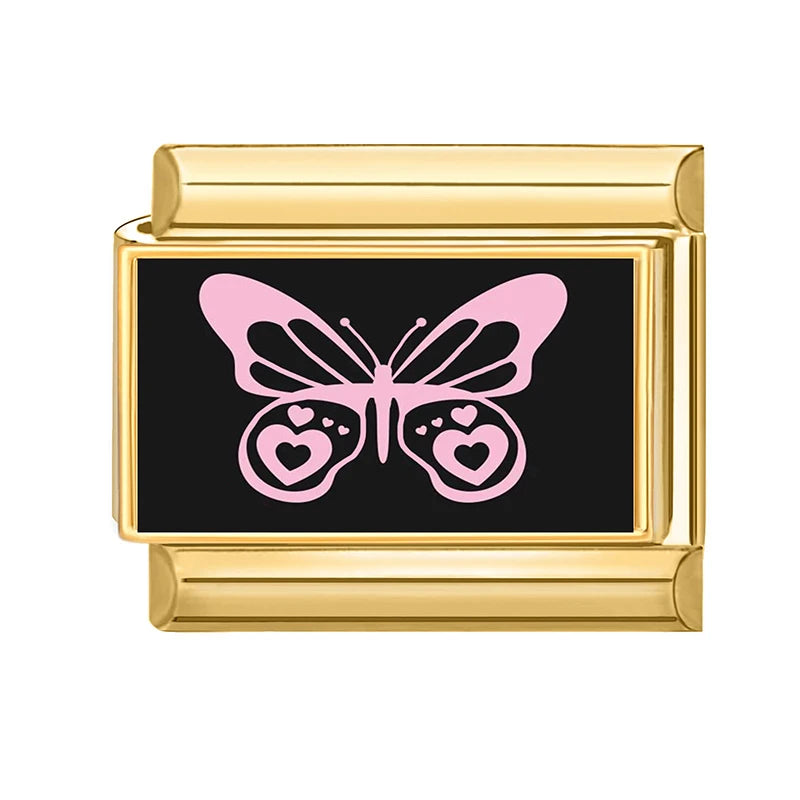 Gold Retro Black Trumpet Zebra Cow Piano Italian Charm Link Fit