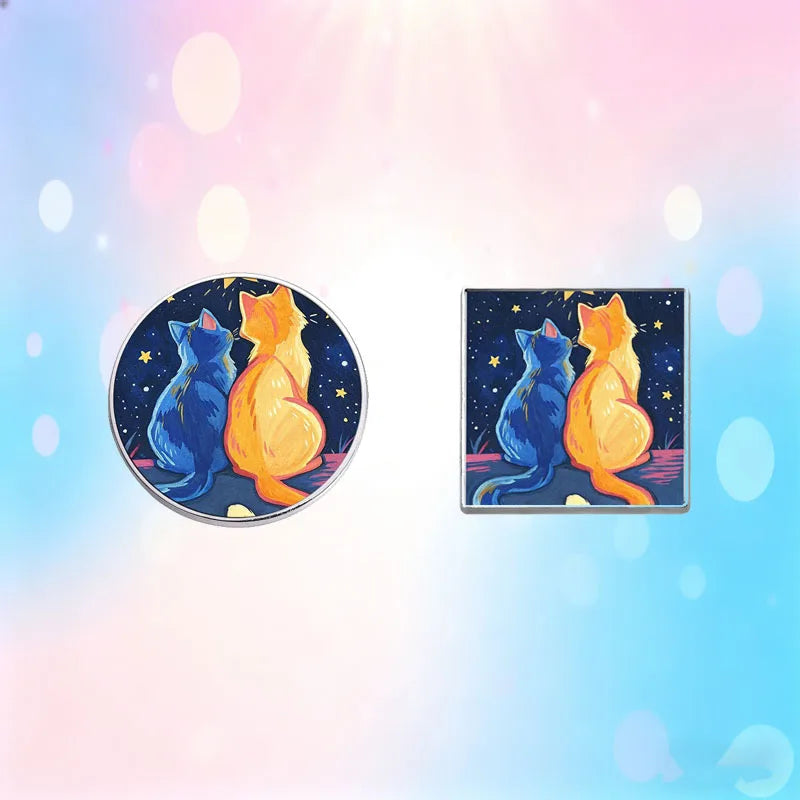 Cute Cartoon Starry Sky Cat Enamel Pin Lovely Galaxy Kitten Metal Brooch For Bag Clothes Decor Collection Holiday Small Gifts Qme